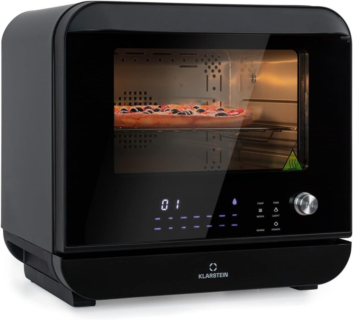 Klarstein, Heissluftfritteuse, 2450W, 18 L, Heißluftfritteuse, Airfryer mit Dampf- und Trocknungsfunktion, Schnelle Heissluftfriteuse XXL